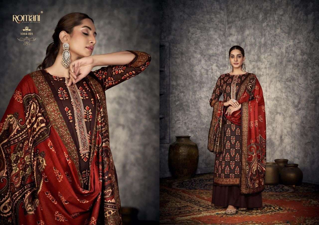 Afreen By Romani 1064-001 To 1064-010 Series Beautiful Festive Suits Stylish Fancy Colorful Casual Wear & Ethnic Wear Pure Pashmina Print Dresses At Wholesale Price