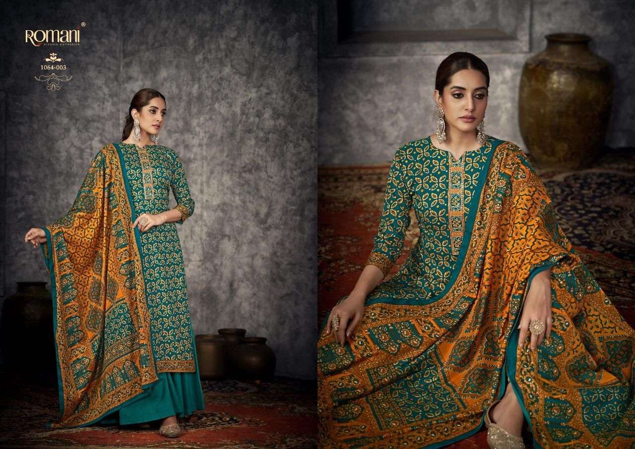 Afreen By Romani 1064-001 To 1064-010 Series Beautiful Festive Suits Stylish Fancy Colorful Casual Wear & Ethnic Wear Pure Pashmina Print Dresses At Wholesale Price