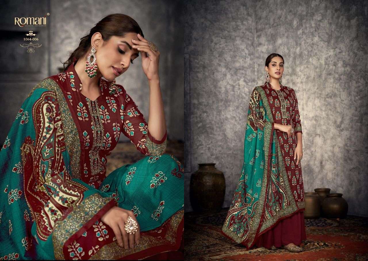 Afreen By Romani 1064-001 To 1064-010 Series Beautiful Festive Suits Stylish Fancy Colorful Casual Wear & Ethnic Wear Pure Pashmina Print Dresses At Wholesale Price