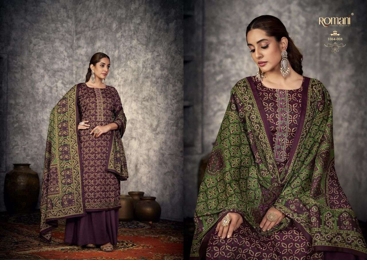 Afreen By Romani 1064-001 To 1064-010 Series Beautiful Festive Suits Stylish Fancy Colorful Casual Wear & Ethnic Wear Pure Pashmina Print Dresses At Wholesale Price