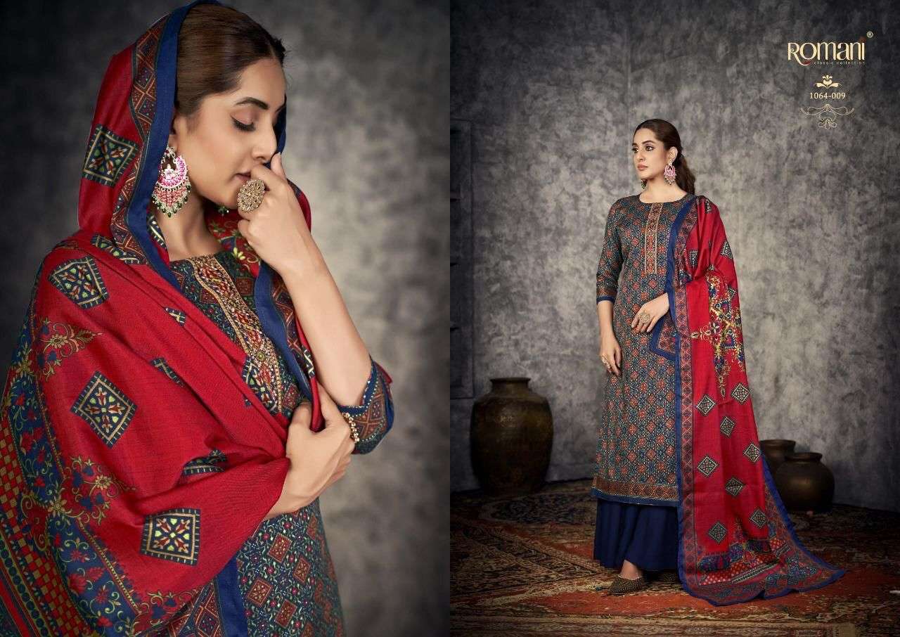 Afreen By Romani 1064-001 To 1064-010 Series Beautiful Festive Suits Stylish Fancy Colorful Casual Wear & Ethnic Wear Pure Pashmina Print Dresses At Wholesale Price