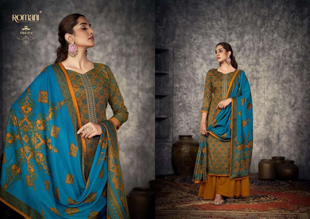 Afreen By Romani 1064-001 To 1064-010 Series Beautiful Festive Suits Stylish Fancy Colorful Casual Wear & Ethnic Wear Pure Pashmina Print Dresses At Wholesale Price