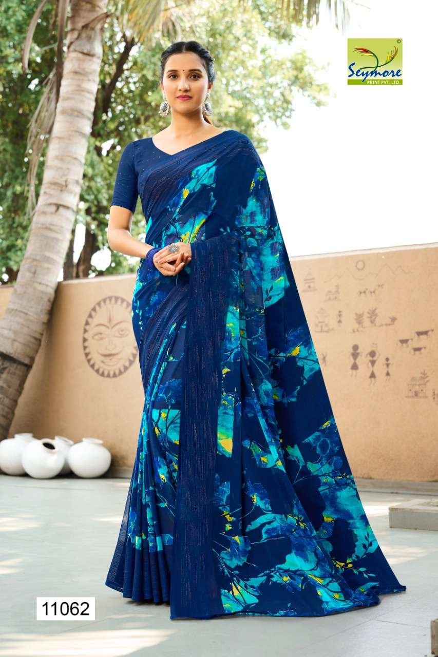 CHAAYAA BY SEYMORE 11057 TO 11074 SERIES INDIAN TRADITIONAL WEAR COLLECTION BEAUTIFUL STYLISH FANCY COLORFUL PARTY WEAR & OCCASIONAL WEAR GEORGETTE SAREES AT WHOLESALE PRICE