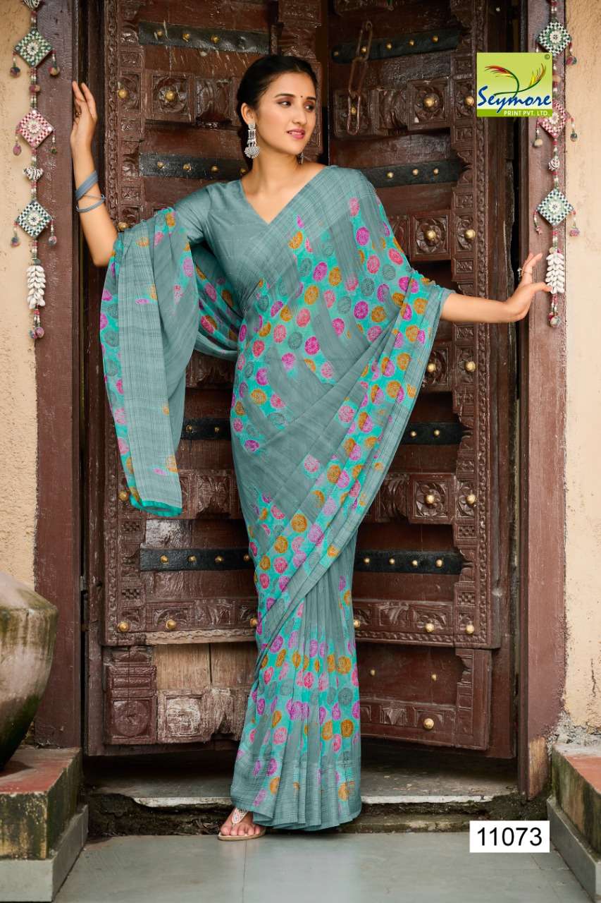 CHAAYAA BY SEYMORE 11057 TO 11074 SERIES INDIAN TRADITIONAL WEAR COLLECTION BEAUTIFUL STYLISH FANCY COLORFUL PARTY WEAR & OCCASIONAL WEAR GEORGETTE SAREES AT WHOLESALE PRICE