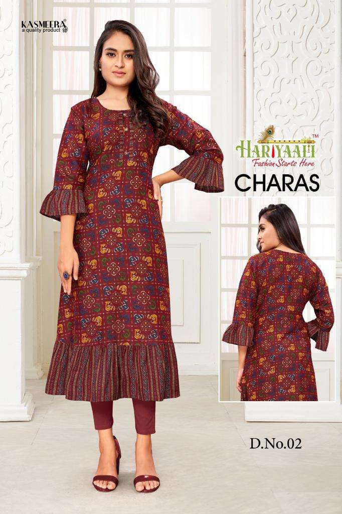 CHARAS BY HARIYAALI 01 TO 12 SERIES DESIGNER STYLISH FANCY COLORFUL BEAUTIFUL PARTY WEAR & ETHNIC WEAR COLLECTION FANCY KURTIS AT WHOLESALE PRICE