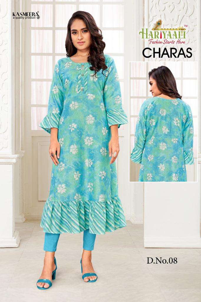 CHARAS BY HARIYAALI 01 TO 12 SERIES DESIGNER STYLISH FANCY COLORFUL BEAUTIFUL PARTY WEAR & ETHNIC WEAR COLLECTION FANCY KURTIS AT WHOLESALE PRICE