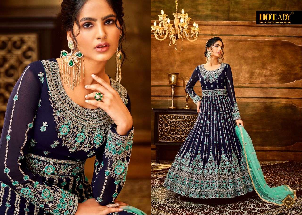 Maaysha By Hot Lady 7921 To 7925 Series Beautiful Stylish Anarkali Suits Fancy Colorful Casual Wear & Ethnic Wear & Ready To Wear Georgette/Net Dresses At Wholesale Price