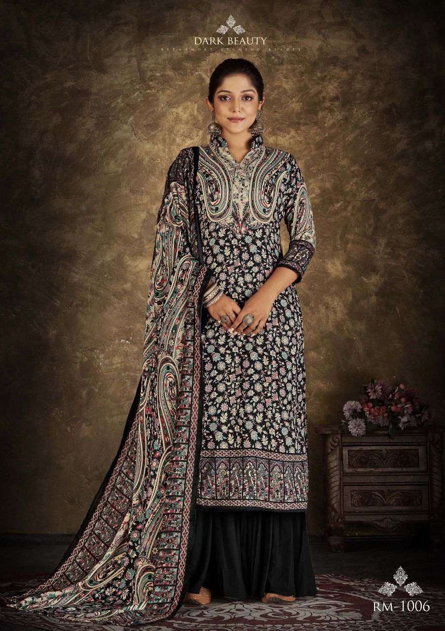 RANGOON BY ROLI MOLI 1001 TO 1008 SERIES BEAUTIFUL SUITS COLORFUL STYLISH FANCY CASUAL WEAR & ETHNIC WEAR PASHMINA PRINT WITH WORK DRESSES AT WHOLESALE PRICE