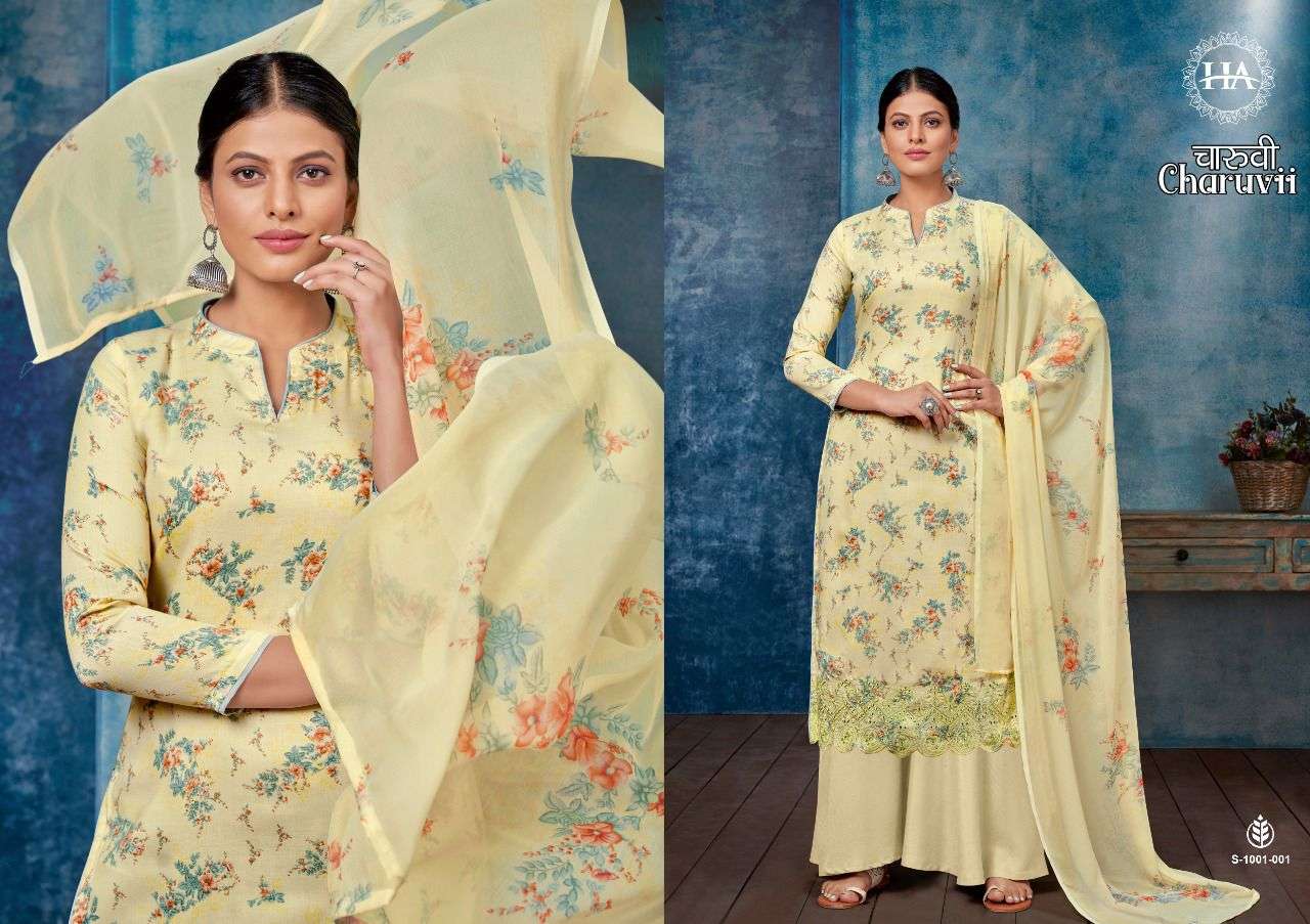 Charuvii By Harshit Fashion Hub 1001 To 1008 Series Beautiful Suits Stylish Fancy Colorful Party Wear & Occasional Wear Pure Jam Print Dresses At Wholesale Price