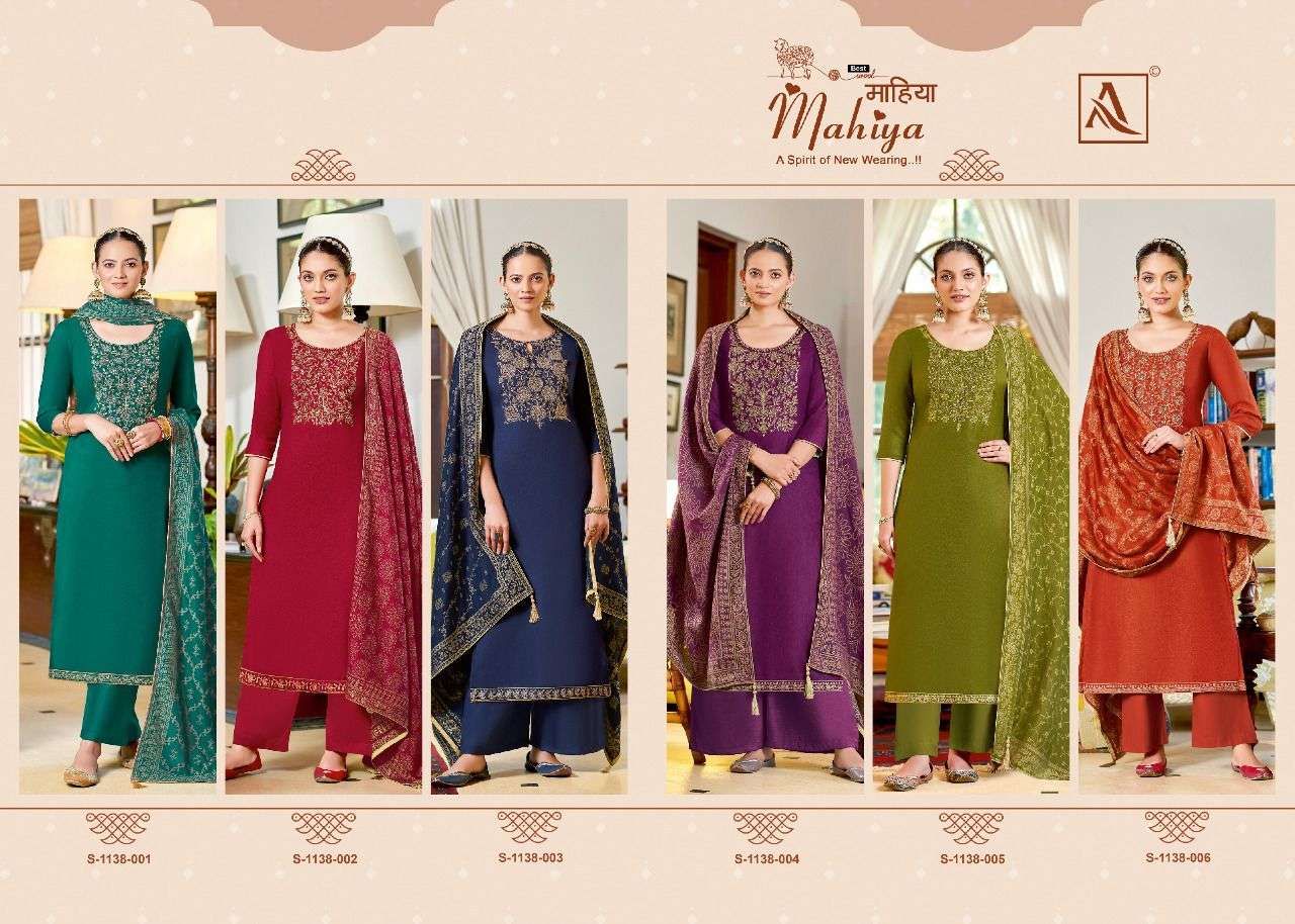 MAHIYA BY ALOK SUIT 1138-001 TO 1138-006 SERIES BEAUTIFUL SUITS STYLISH FANCY COLORFUL PARTY WEAR & OCCASIONAL WEAR VISCOSE PASHMINA EMBROIDERY DRESSES AT WHOLESALE PRICE