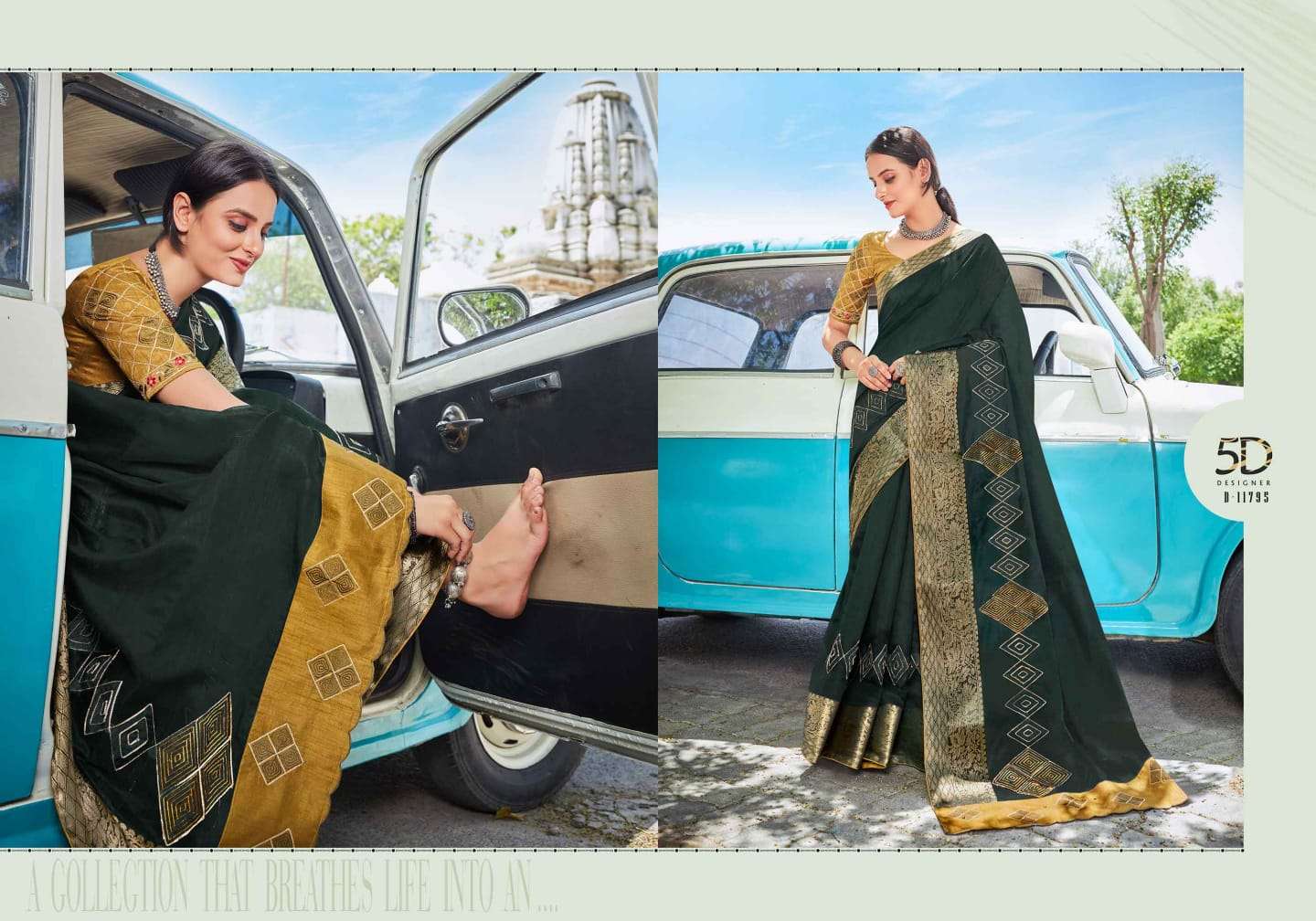 ROOH BY 5D DESIGNER 11791 TO 11800 SERIES INDIAN TRADITIONAL WEAR COLLECTION BEAUTIFUL STYLISH FANCY COLORFUL PARTY WEAR & OCCASIONAL WEAR SOFT COTTON SAREES AT WHOLESALE PRICE