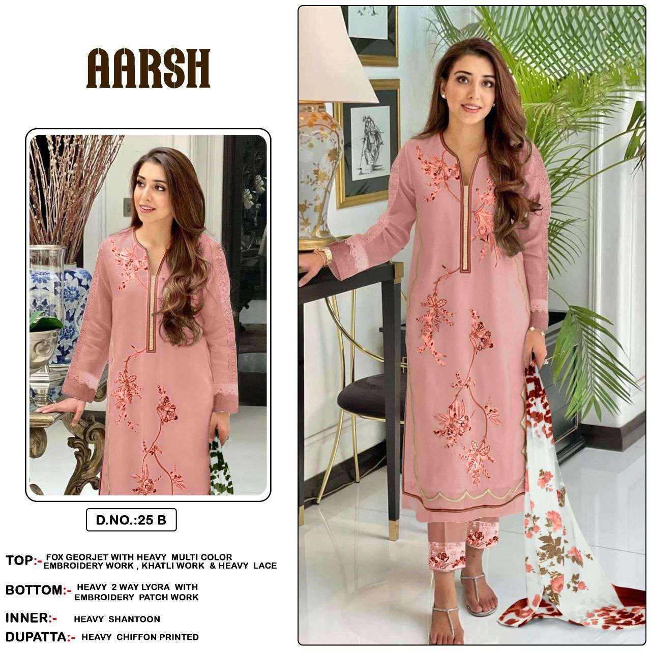 Aarsh 25 Colours By Fashid Wholesale 25-A To 25-F Series Beautiful Stylish Pakistani Suits Fancy Colorful Casual Wear & Ethnic Wear & Ready To Wear Heavy Georgette Embroidery Dresses At Wholesale Price