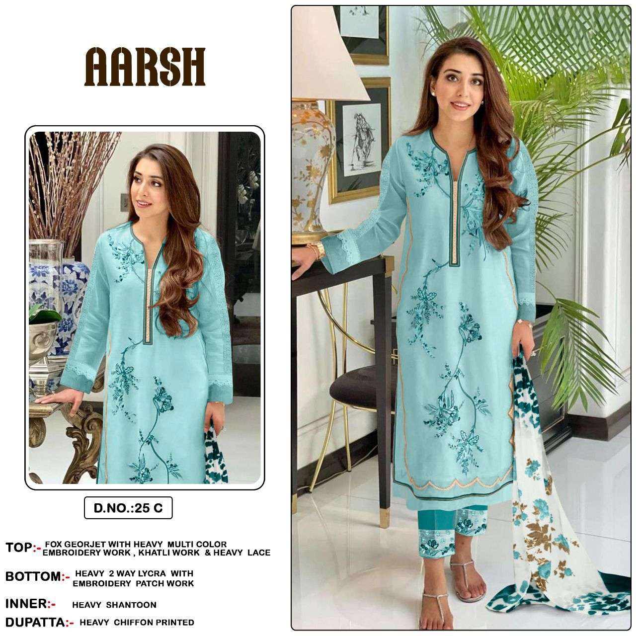 Aarsh 25 Colours By Fashid Wholesale 25-A To 25-F Series Beautiful Stylish Pakistani Suits Fancy Colorful Casual Wear & Ethnic Wear & Ready To Wear Heavy Georgette Embroidery Dresses At Wholesale Price