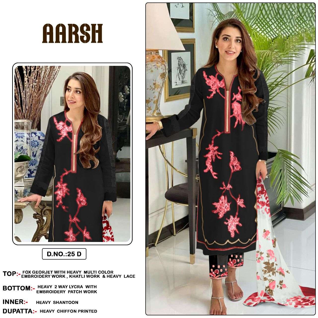 Aarsh 25 Colours By Fashid Wholesale 25-A To 25-F Series Beautiful Stylish Pakistani Suits Fancy Colorful Casual Wear & Ethnic Wear & Ready To Wear Heavy Georgette Embroidery Dresses At Wholesale Price