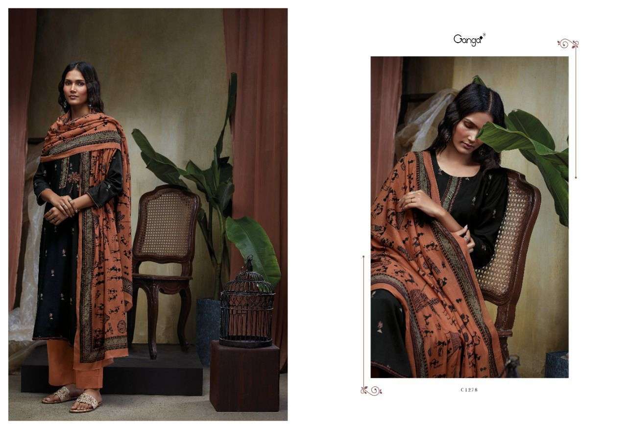 ZEMIRA BY GANGA FASHION 1277 TO 1282 SERIES DESIGNER SUITS BEAUTIFUL FANCY COLORFUL STYLISH PARTY WEAR & OCCASIONAL WEAR PREMIUM PASHMINA PRINT WITH EMBROIDERY DRESSES AT WHOLESALE PRICE