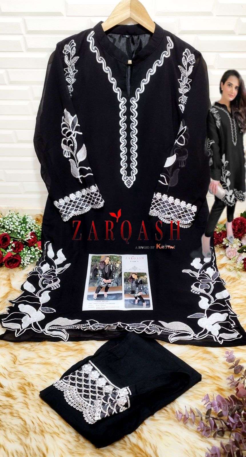 ZARQASH HIT DESIGN Z-114 COLOURS BY ZARQASH Z-114-A TO Z-114-D SERIES DESIGNER FESTIVE PAKISTANI SUITS COLLECTION BEAUTIFUL STYLISH FANCY COLORFUL PARTY WEAR & OCCASIONAL WEAR HEAVY GEORGETTE EMBROIDERED KURTIS AT WHOLESALE PRICE