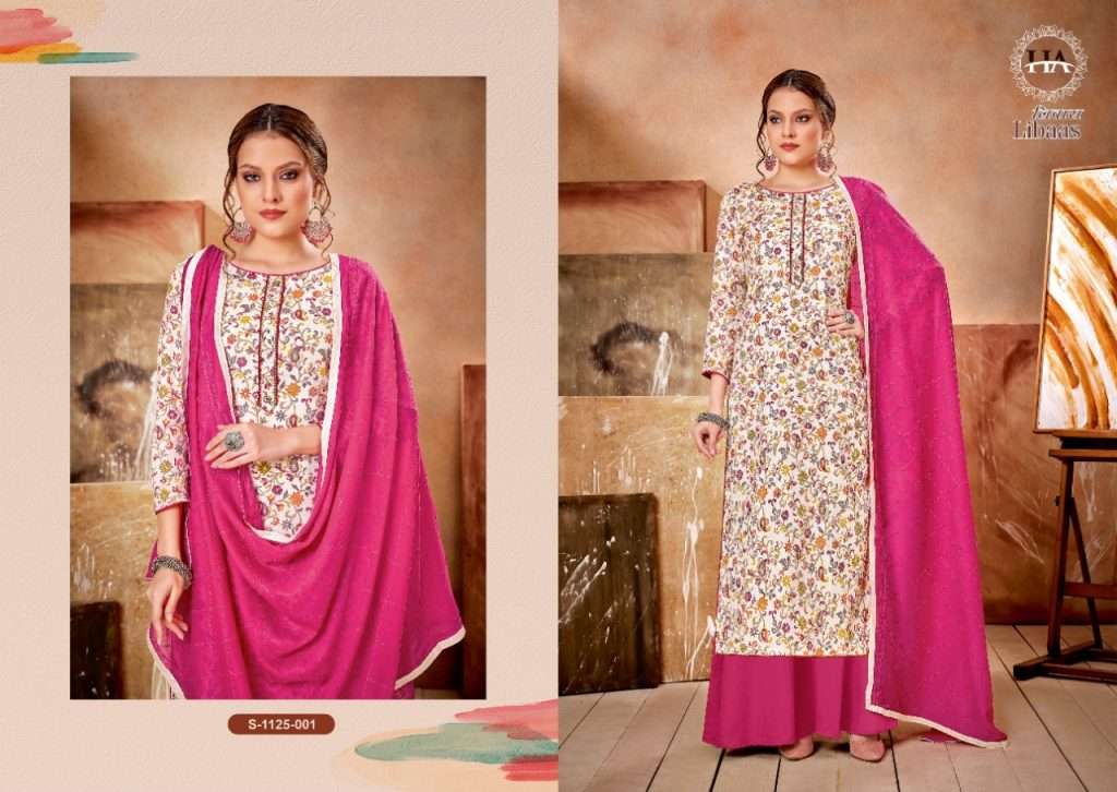 LIBAAS BY HARSHIT FASHION HUB 1125-001 TO 1125-008 SERIES BEAUTIFUL SUITS COLORFUL STYLISH FANCY CASUAL WEAR & ETHNIC WEAR PURE RAYON DRESSES AT WHOLESALE PRICE