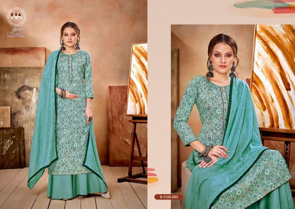 LIBAAS BY HARSHIT FASHION HUB 1125-001 TO 1125-008 SERIES BEAUTIFUL SUITS COLORFUL STYLISH FANCY CASUAL WEAR & ETHNIC WEAR PURE RAYON DRESSES AT WHOLESALE PRICE