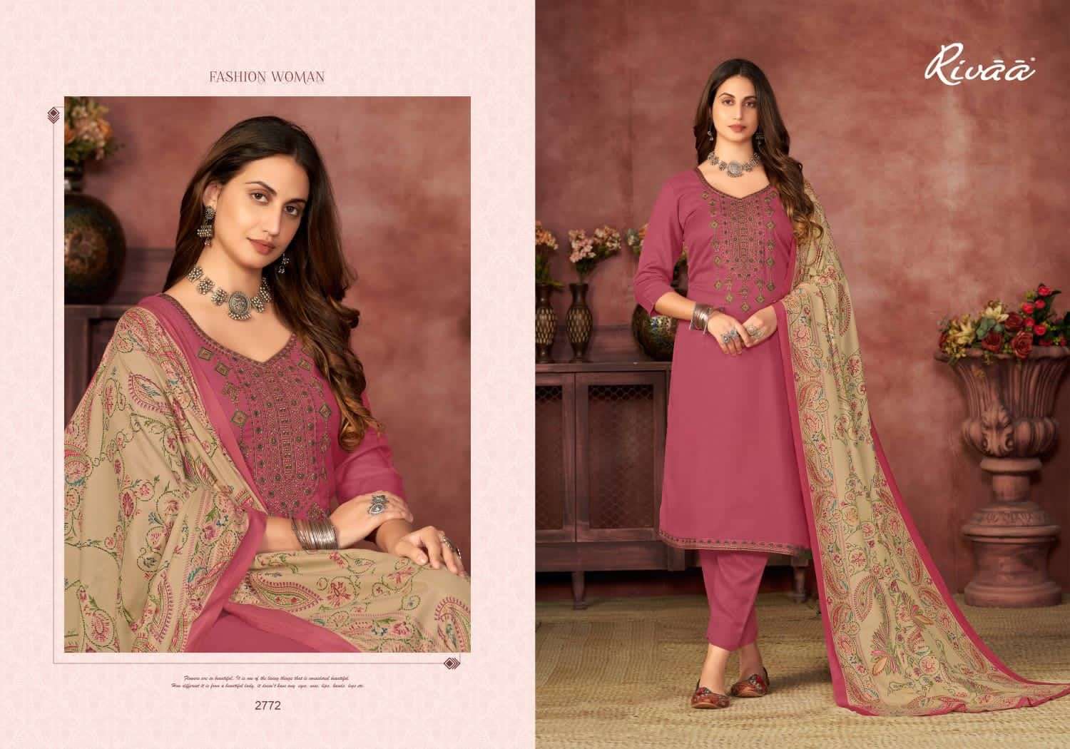 LUBEENA VOL-2 BY RIVAA 2772 TO 2778 SERIES FESTIVE SUITS BEAUTIFUL FANCY COLORFUL STYLISH PARTY WEAR & OCCASIONAL WEAR HEAVY PASHMINA EMBROIDERY DRESSES AT WHOLESALE PRICE