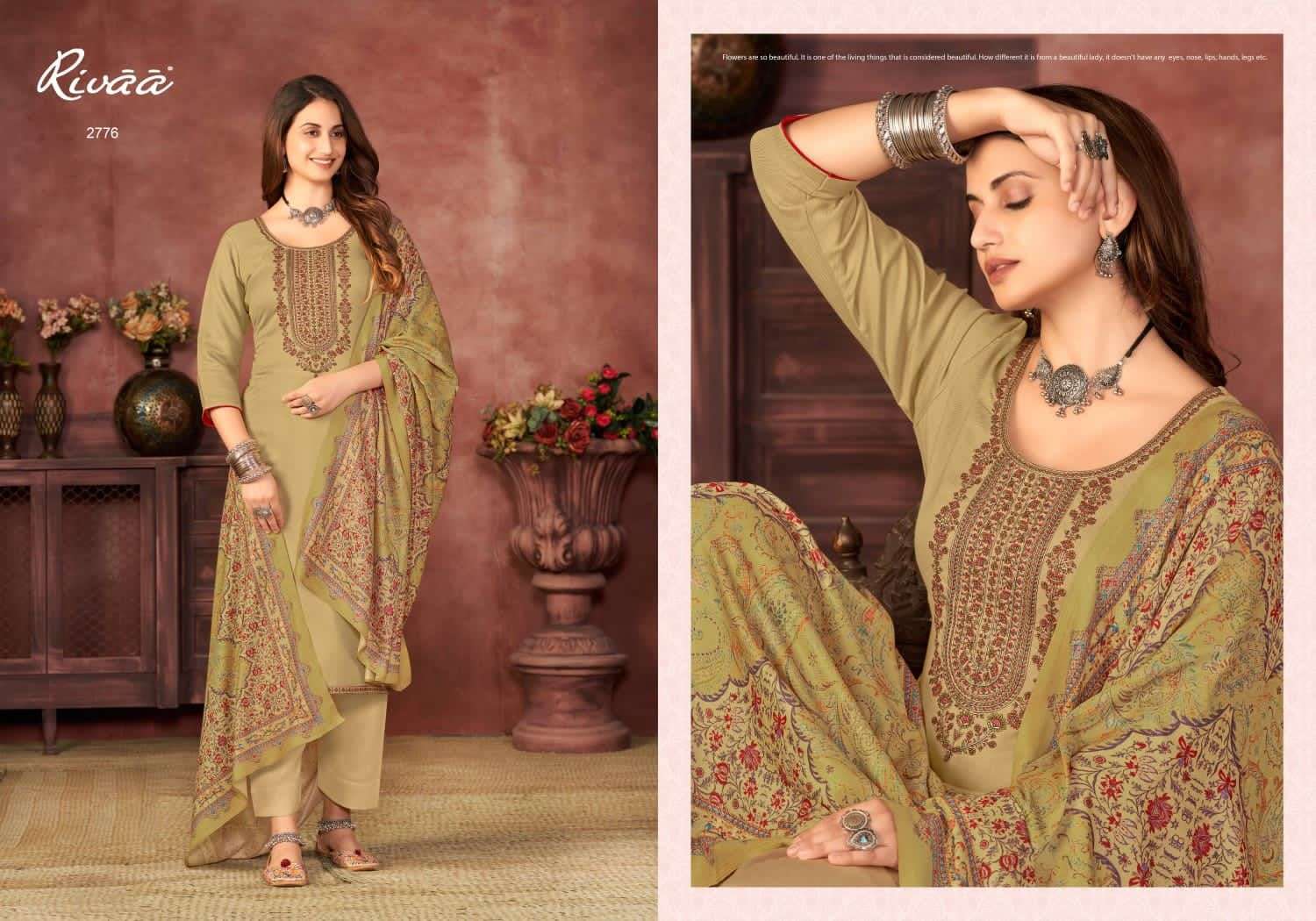 LUBEENA VOL-2 BY RIVAA 2772 TO 2778 SERIES FESTIVE SUITS BEAUTIFUL FANCY COLORFUL STYLISH PARTY WEAR & OCCASIONAL WEAR HEAVY PASHMINA EMBROIDERY DRESSES AT WHOLESALE PRICE