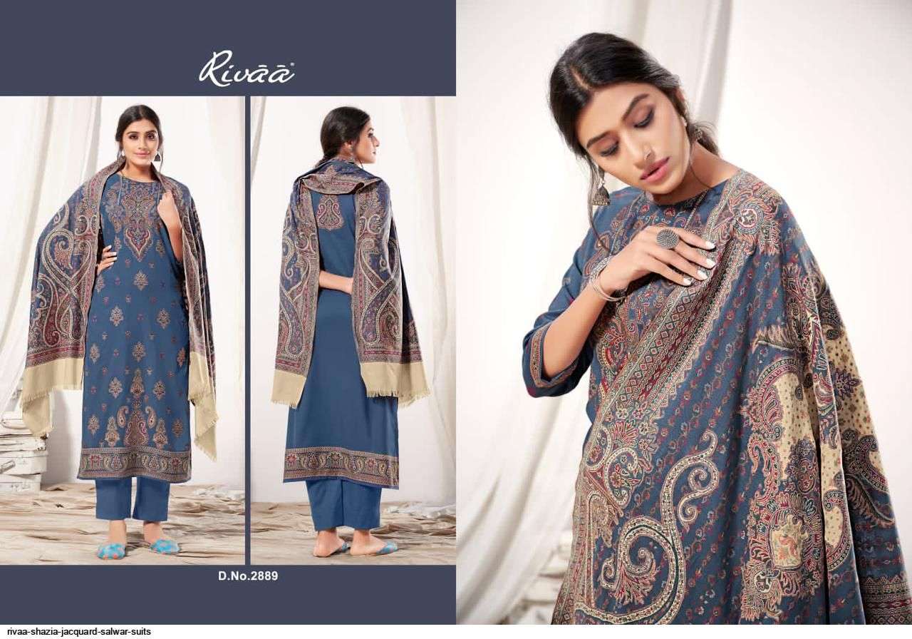 SHAZIA BY RIVAA 2885 TO 2891 SERIES FESTIVE SUITS BEAUTIFUL FANCY COLORFUL STYLISH PARTY WEAR & OCCASIONAL WEAR WOOLEN JACQUARD DRESSES AT WHOLESALE PRICE