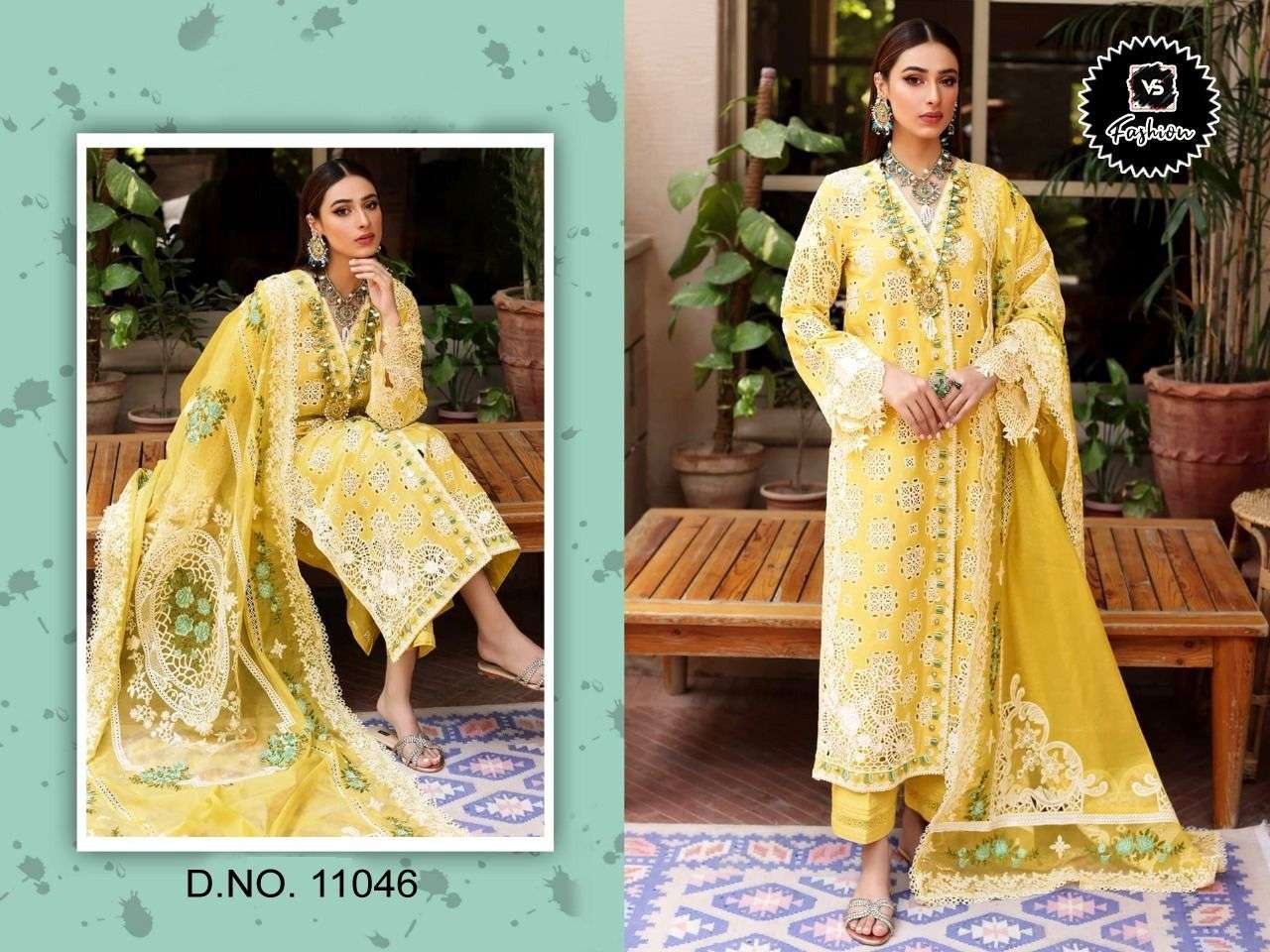 VS HIT DESIGN 11046 BY VS FASHION DESIGNER PAKISTANI SUITS BEAUTIFUL STYLISH FANCY COLORFUL PARTY WEAR & OCCASIONAL WEAR CAMBRIC COTTON EMBROIDERED DRESSES AT WHOLESALE PRICE