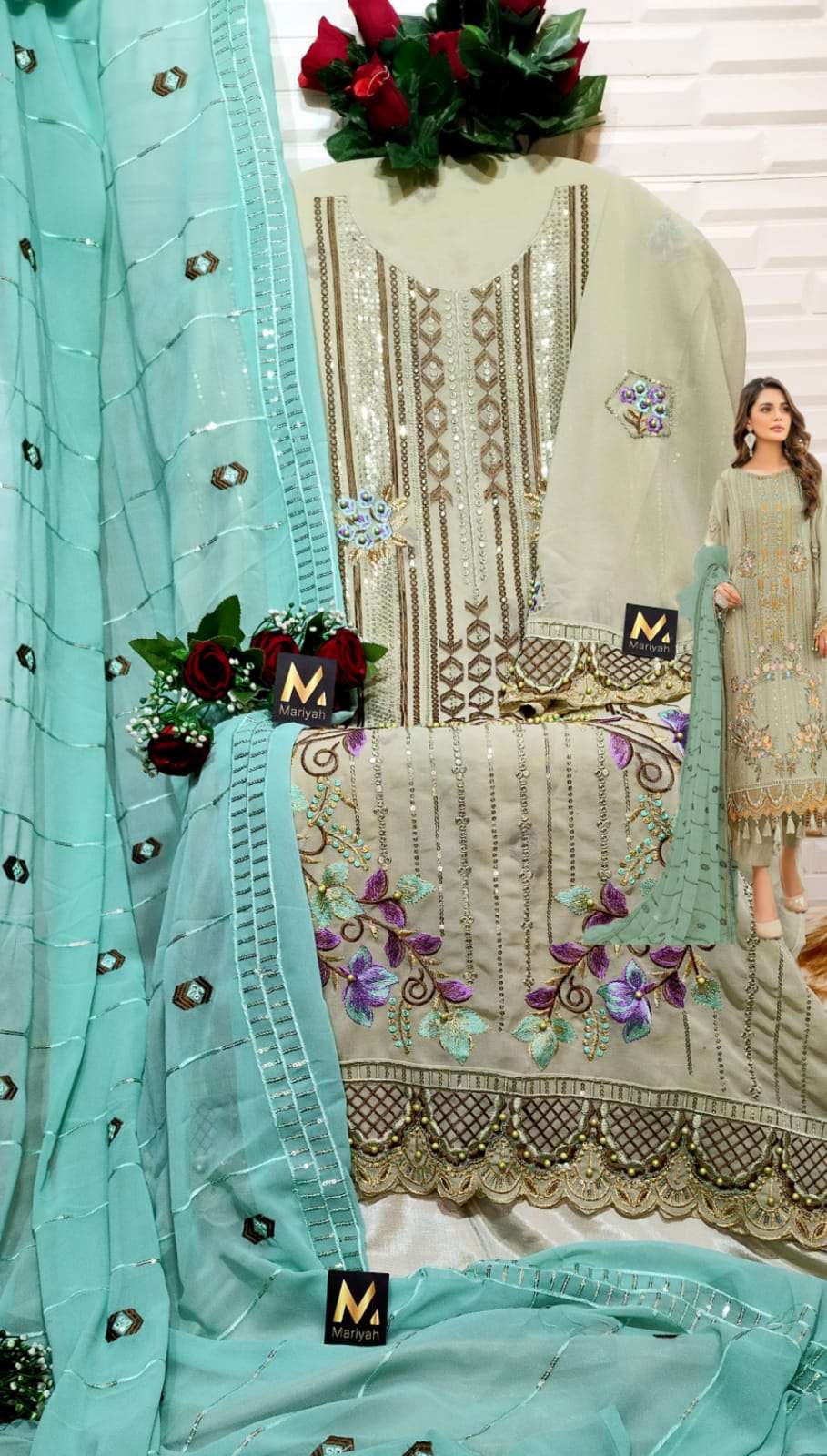 MARIYAH HIT DESIGN M-132 BY MARIYAH DESIGNER PAKISTANI SUITS BEAUTIFUL STYLISH FANCY COLORFUL PARTY WEAR & OCCASIONAL WEAR HEAVY GEORGETTE EMBROIDERED DRESSES AT WHOLESALE PRICE