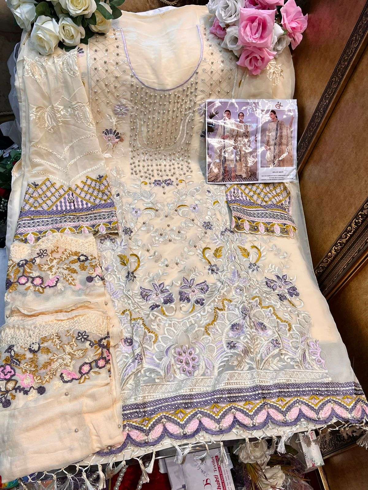 G ZAHRA HIT DESIGN 4444 COLOURS BY FASHID WHOLESALE 4444-A TO 4444-D SERIES BEAUTIFUL STYLISH PAKISTANI SUITS FANCY COLORFUL CASUAL WEAR & ETHNIC WEAR & READY TO WEAR FAUX GEORGETTE EMBROIDERY DRESSES AT WHOLESALE PRICE