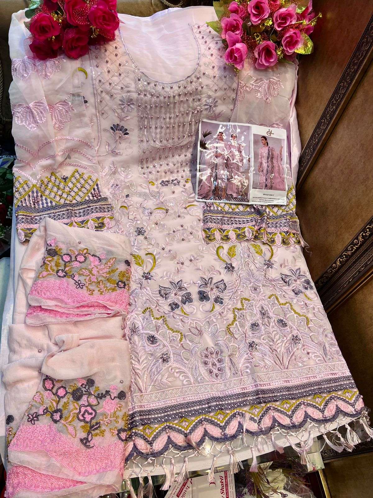 G ZAHRA HIT DESIGN 4444 COLOURS BY FASHID WHOLESALE 4444-A TO 4444-D SERIES BEAUTIFUL STYLISH PAKISTANI SUITS FANCY COLORFUL CASUAL WEAR & ETHNIC WEAR & READY TO WEAR FAUX GEORGETTE EMBROIDERY DRESSES AT WHOLESALE PRICE
