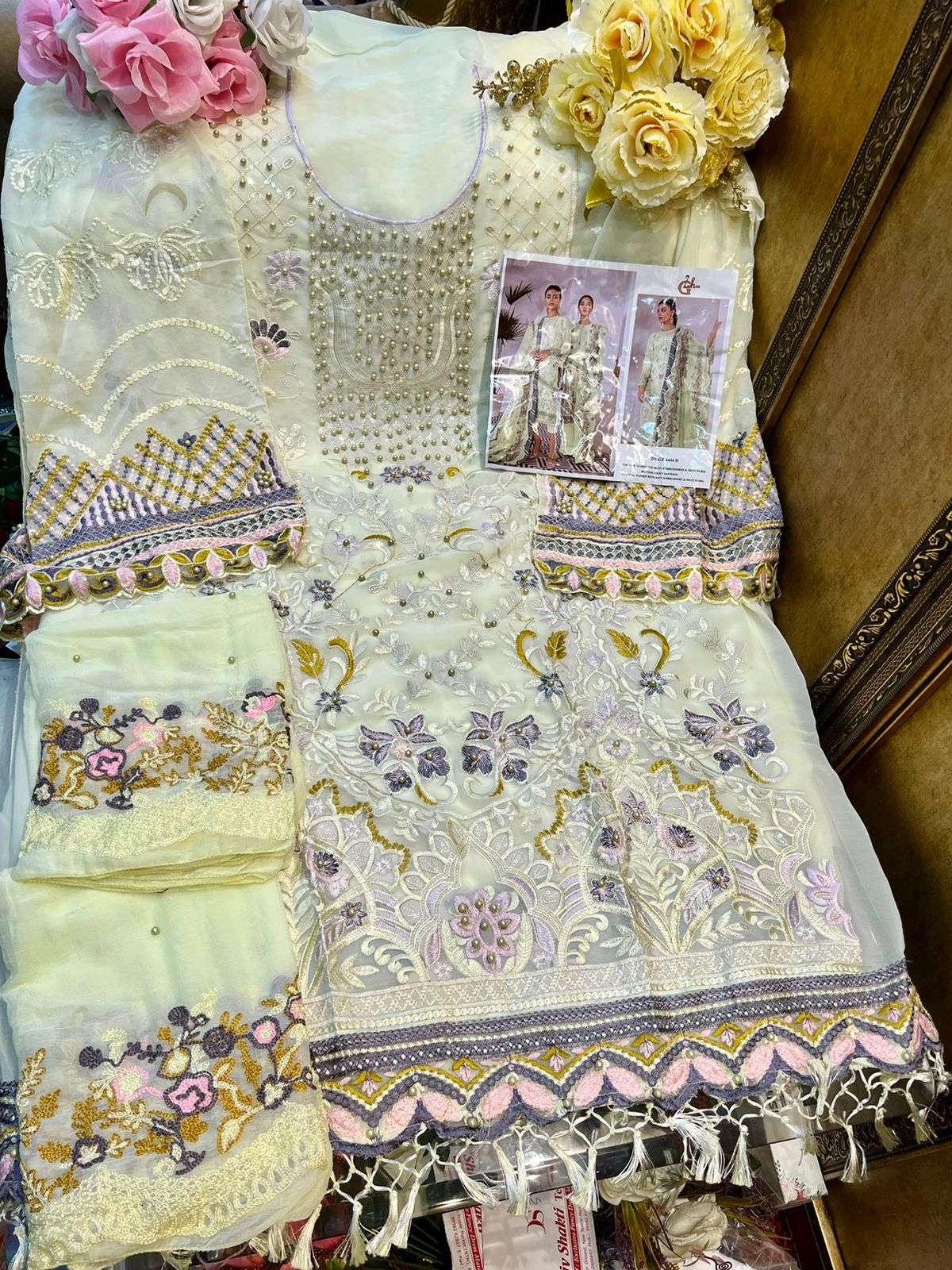 G ZAHRA HIT DESIGN 4444 COLOURS BY FASHID WHOLESALE 4444-A TO 4444-D SERIES BEAUTIFUL STYLISH PAKISTANI SUITS FANCY COLORFUL CASUAL WEAR & ETHNIC WEAR & READY TO WEAR FAUX GEORGETTE EMBROIDERY DRESSES AT WHOLESALE PRICE