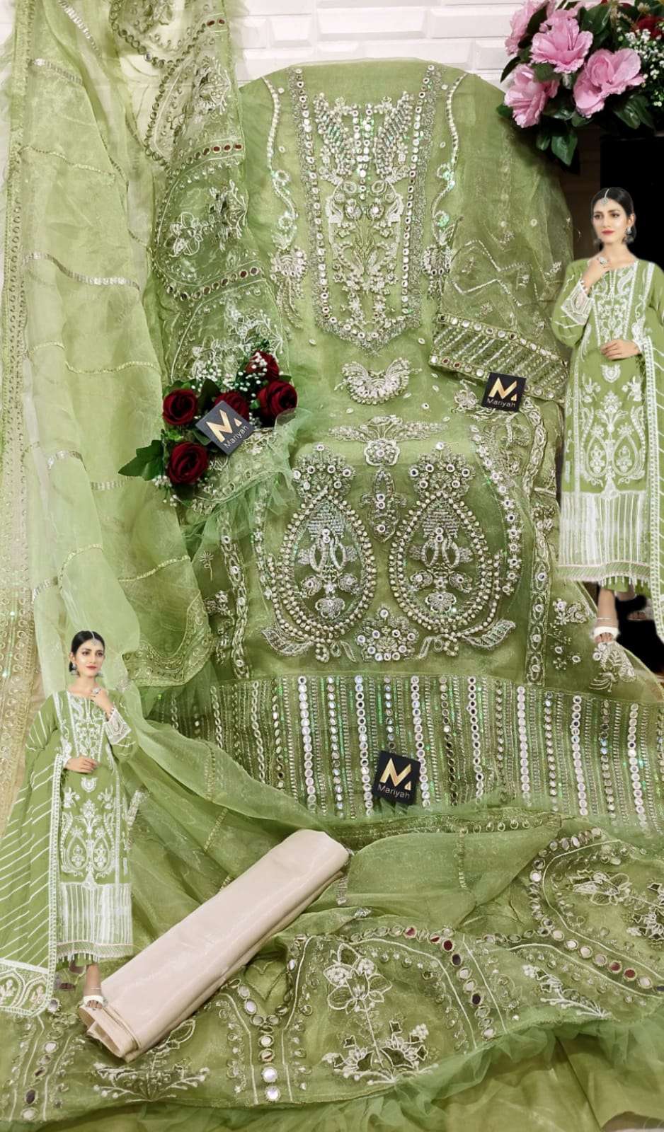 MARIYAH HIT DESIGN M-137 BY MARIYAH PAKISTANI SUITS BEAUTIFUL FANCY COLORFUL STYLISH PARTY WEAR & OCCASIONAL WEAR ORGANZA EMBROIDERY DRESSES AT WHOLESALE PRICE