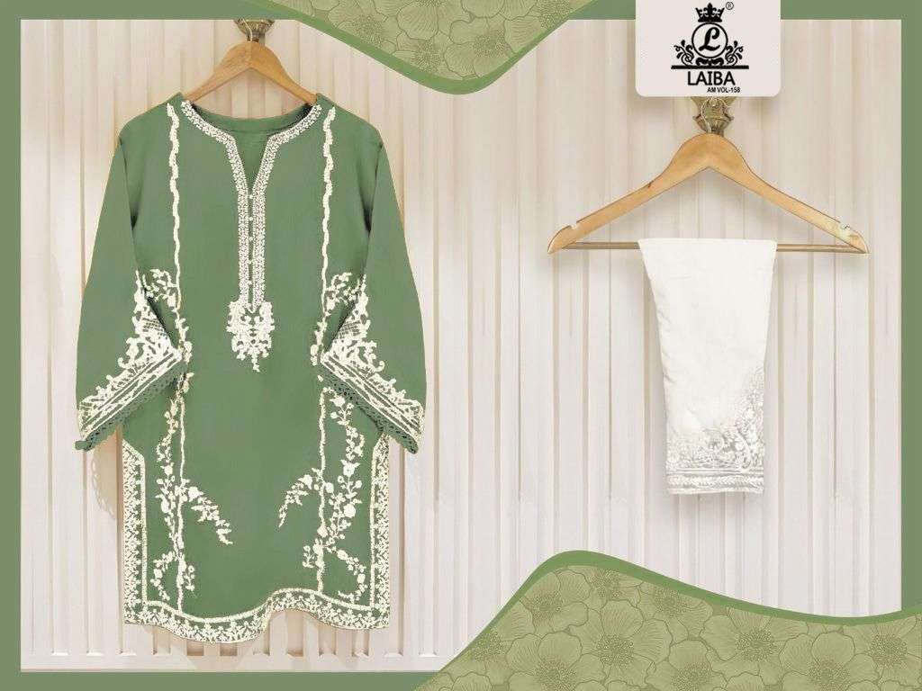 AM VOL-158 BY LAIBA 01 TO 03 SERIES BEAUTIFUL STYLISH PAKISTANI SUITS FANCY COLORFUL CASUAL WEAR & ETHNIC WEAR & READY TO WEAR PURE GEORGETTE EMBROIDERY DRESSES AT WHOLESALE PRICE