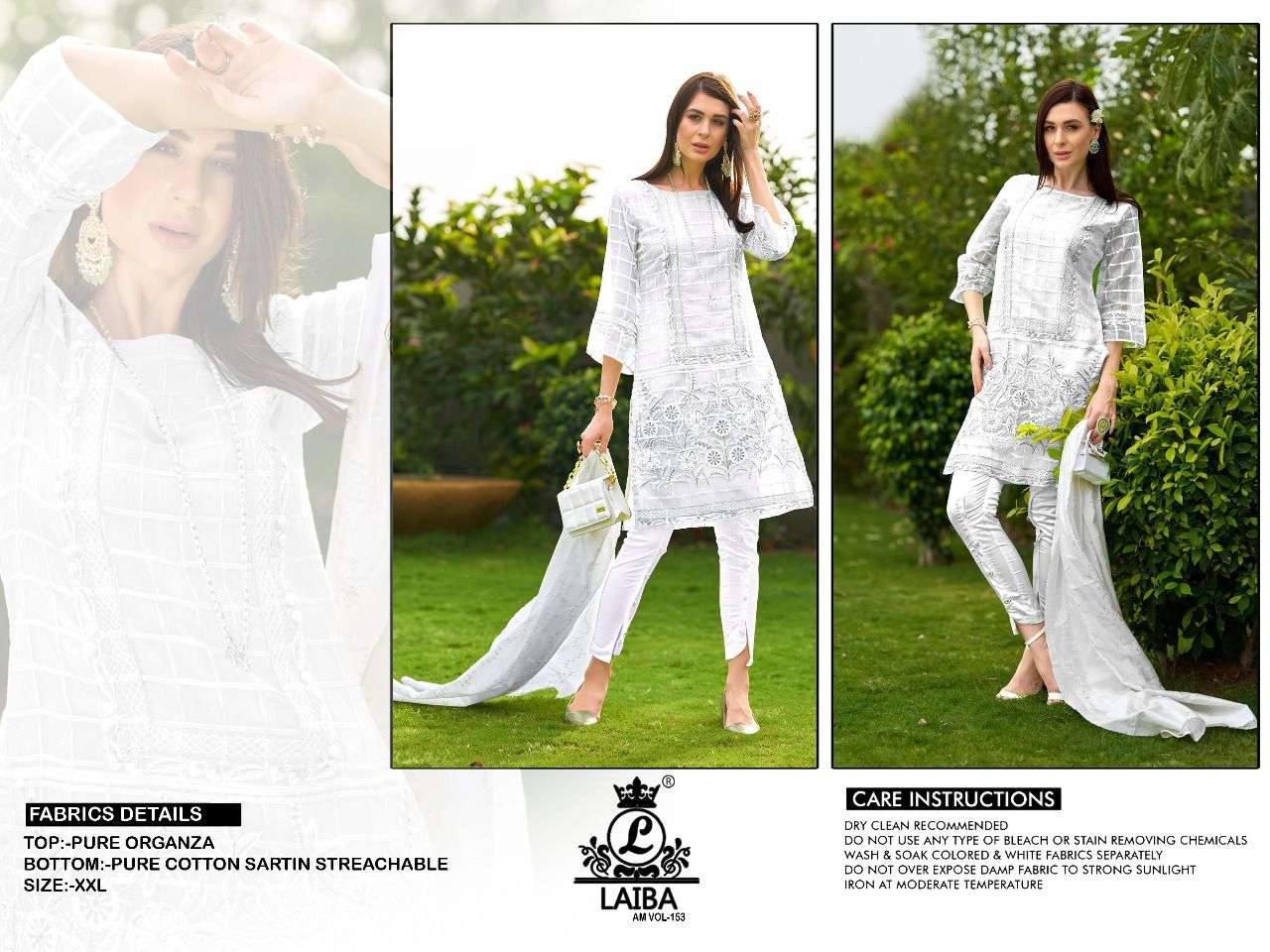 AM VOL-153 BY LAIBA BEAUTIFUL PAKISTANI SUITS STYLISH COLORFUL FANCY CASUAL WEAR & ETHNIC WEAR ORGANZA EMBROIDERED DRESSES AT WHOLESALE PRICE