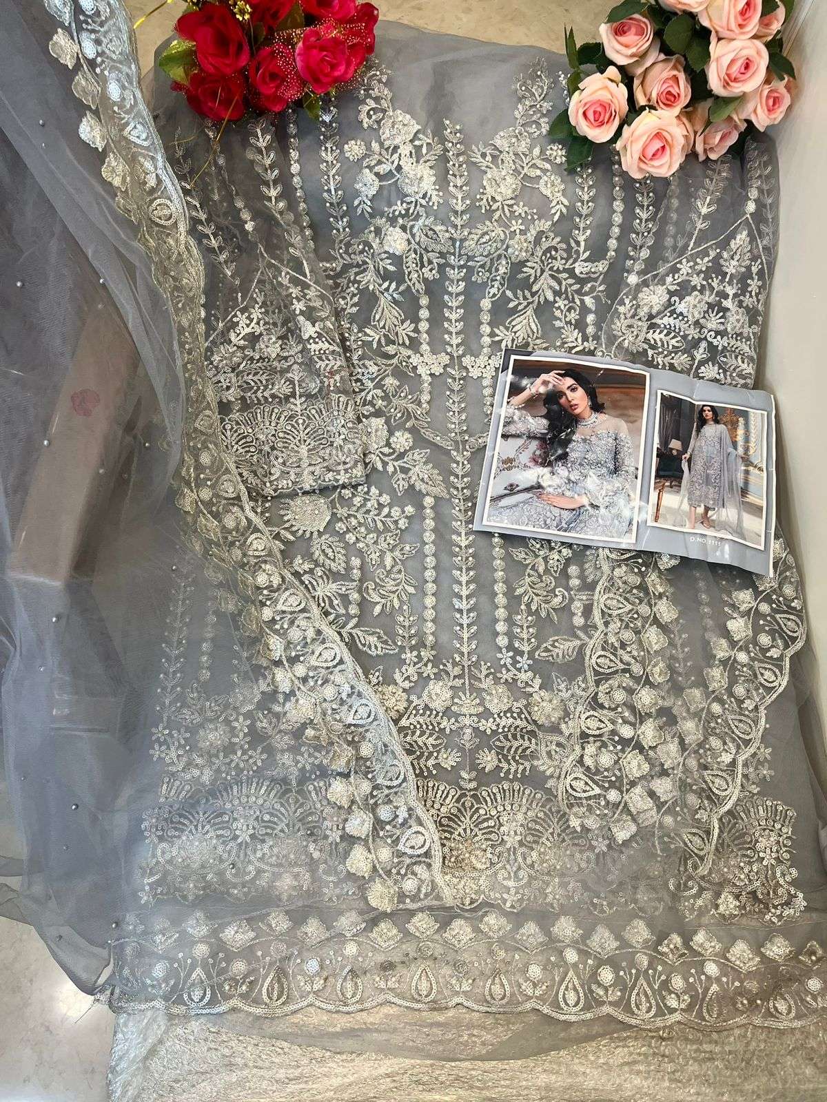 PAKISTANI HIT DESIGN 1111 BY FASHID WHOLESALE PAKISTANI SUITS BEAUTIFUL FANCY COLORFUL STYLISH PARTY WEAR & OCCASIONAL WEAR NET EMBROIDERY DRESSES AT WHOLESALE PRICE