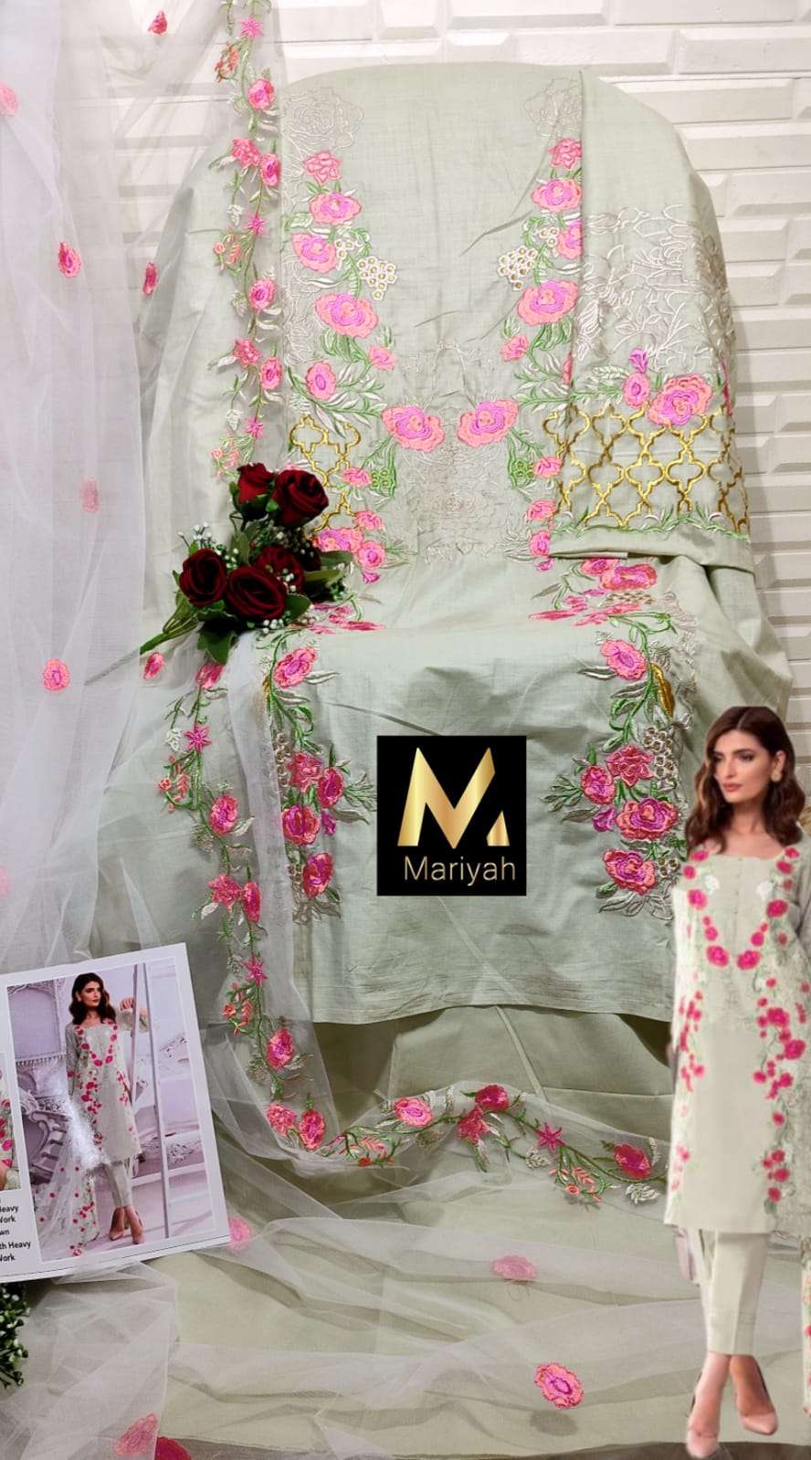MARIYAH HIT DESIGN M-138 BY MARIYAH PAKISTANI SUITS BEAUTIFUL FANCY COLORFUL STYLISH PARTY WEAR & OCCASIONAL WEAR COTTON EMBROIDERY DRESSES AT WHOLESALE PRICE