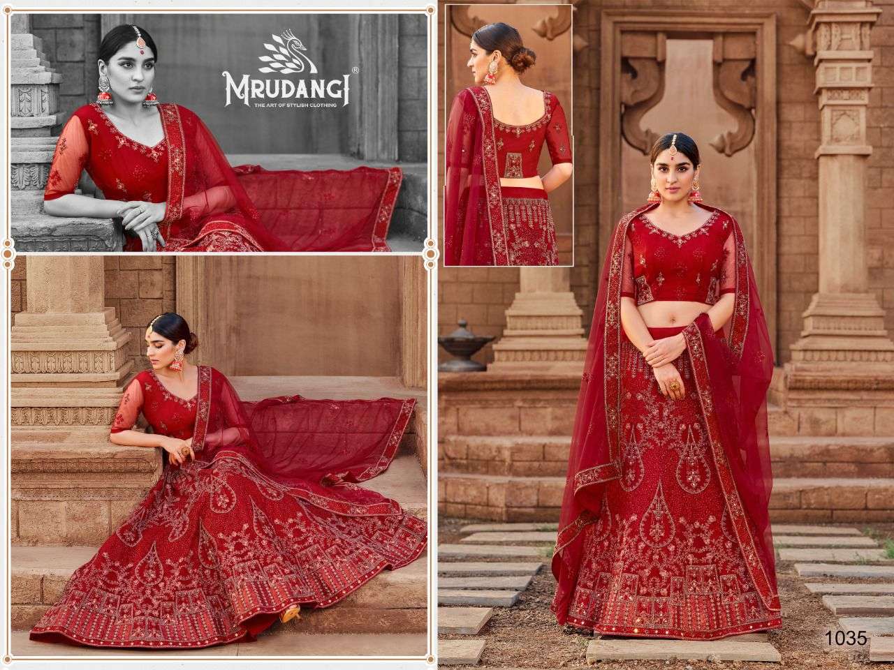 Riyasat By Mrudangi 1035 To 1037 Series Designer Beautiful Wedding Bridal Collection Occasional Wear & Party Wear Soft Net Lehengas At Wholesale Price