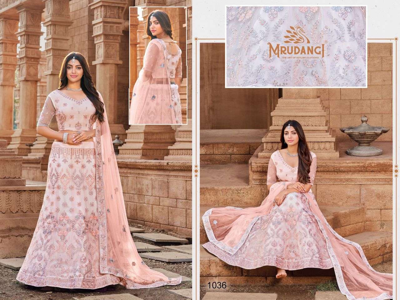 Riyasat By Mrudangi 1035 To 1037 Series Designer Beautiful Wedding Bridal Collection Occasional Wear & Party Wear Soft Net Lehengas At Wholesale Price