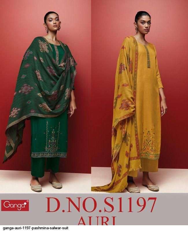 AURI-1197 BY GANGA FASHION 1197-A TO 1197-B SERIES BEAUTIFUL SUITS COLORFUL STYLISH FANCY CASUAL WEAR & ETHNIC WEAR WOVEN JACQUARD DRESSES AT WHOLESALE PRICE