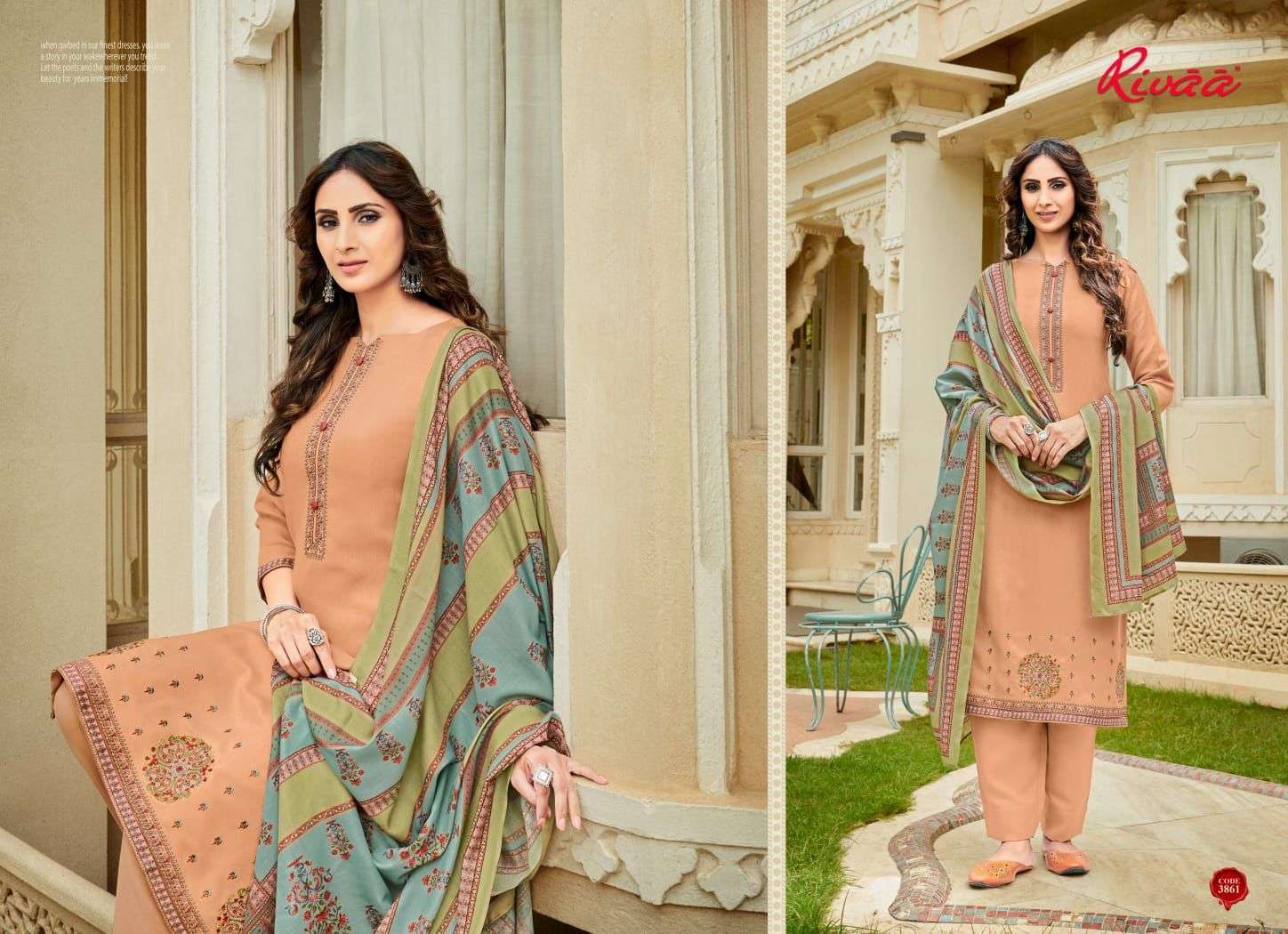 ASMAARA BY RIVAA 3858 TO 3864 SERIES BEAUTIFUL SUITS COLORFUL STYLISH FANCY CASUAL WEAR & ETHNIC WEAR HEAVY PASHMINA EMBROIDERED DRESSES AT WHOLESALE PRICE