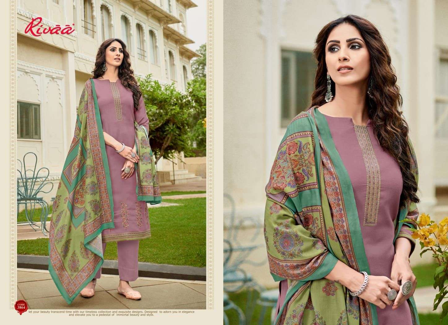 ASMAARA BY RIVAA 3858 TO 3864 SERIES BEAUTIFUL SUITS COLORFUL STYLISH FANCY CASUAL WEAR & ETHNIC WEAR HEAVY PASHMINA EMBROIDERED DRESSES AT WHOLESALE PRICE