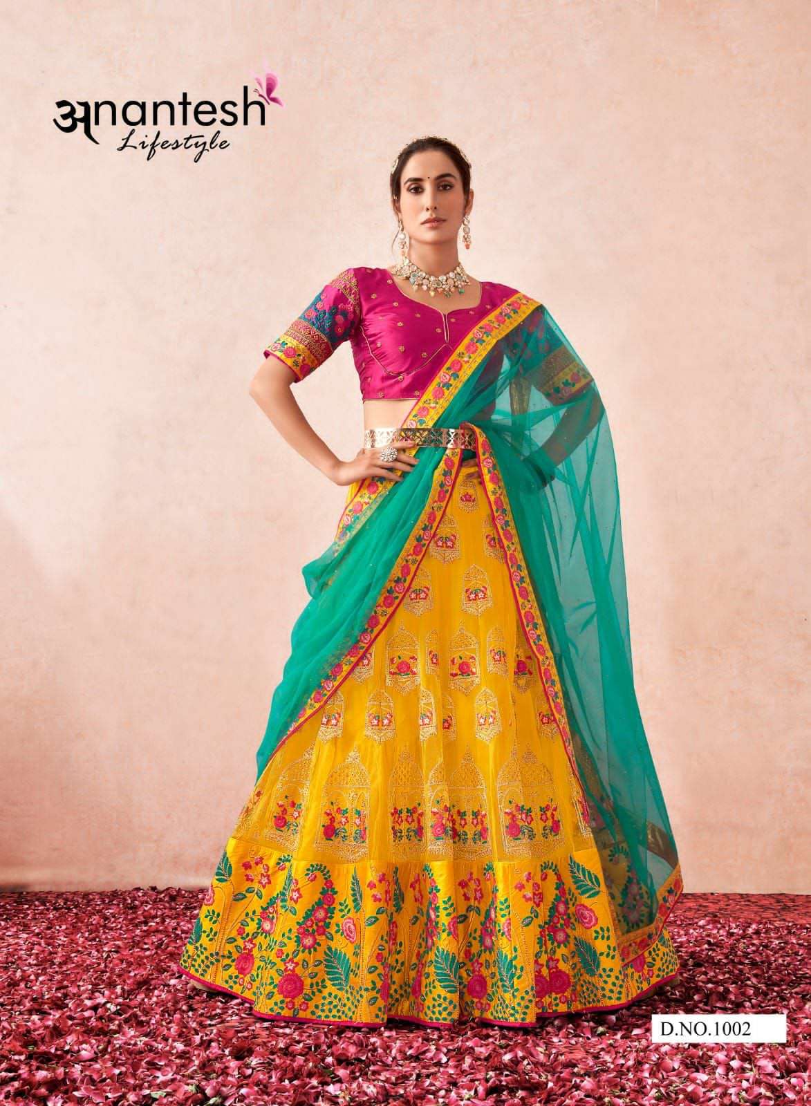 FLAIRY BEATS COLOURS BY ANANTESH 1002 TO 1002-A SERIES DESIGNER BEAUTIFUL WEDDING BRIDAL COLLECTION OCCASIONAL WEAR & PARTY WEAR HEAVY NET LEHENGAS AT WHOLESALE PRICE