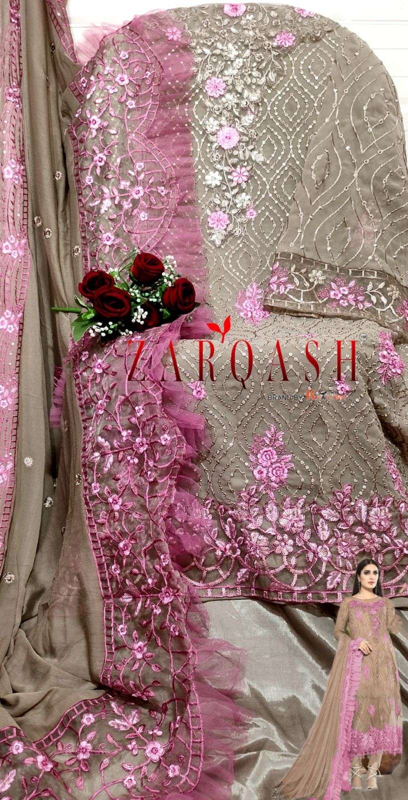 Zarqash Hit Design 3012 Colours By Zarqash 3012-A To 3012-D Series Designer Pakistani Suits Beautiful Fancy Colorful Stylish Party Wear & Occasional Wear Faux Georgette Dresses At Wholesale Price