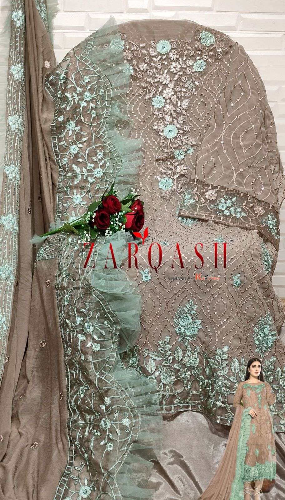 Zarqash Hit Design 3012 Colours By Zarqash 3012-A To 3012-D Series Designer Pakistani Suits Beautiful Fancy Colorful Stylish Party Wear & Occasional Wear Faux Georgette Dresses At Wholesale Price