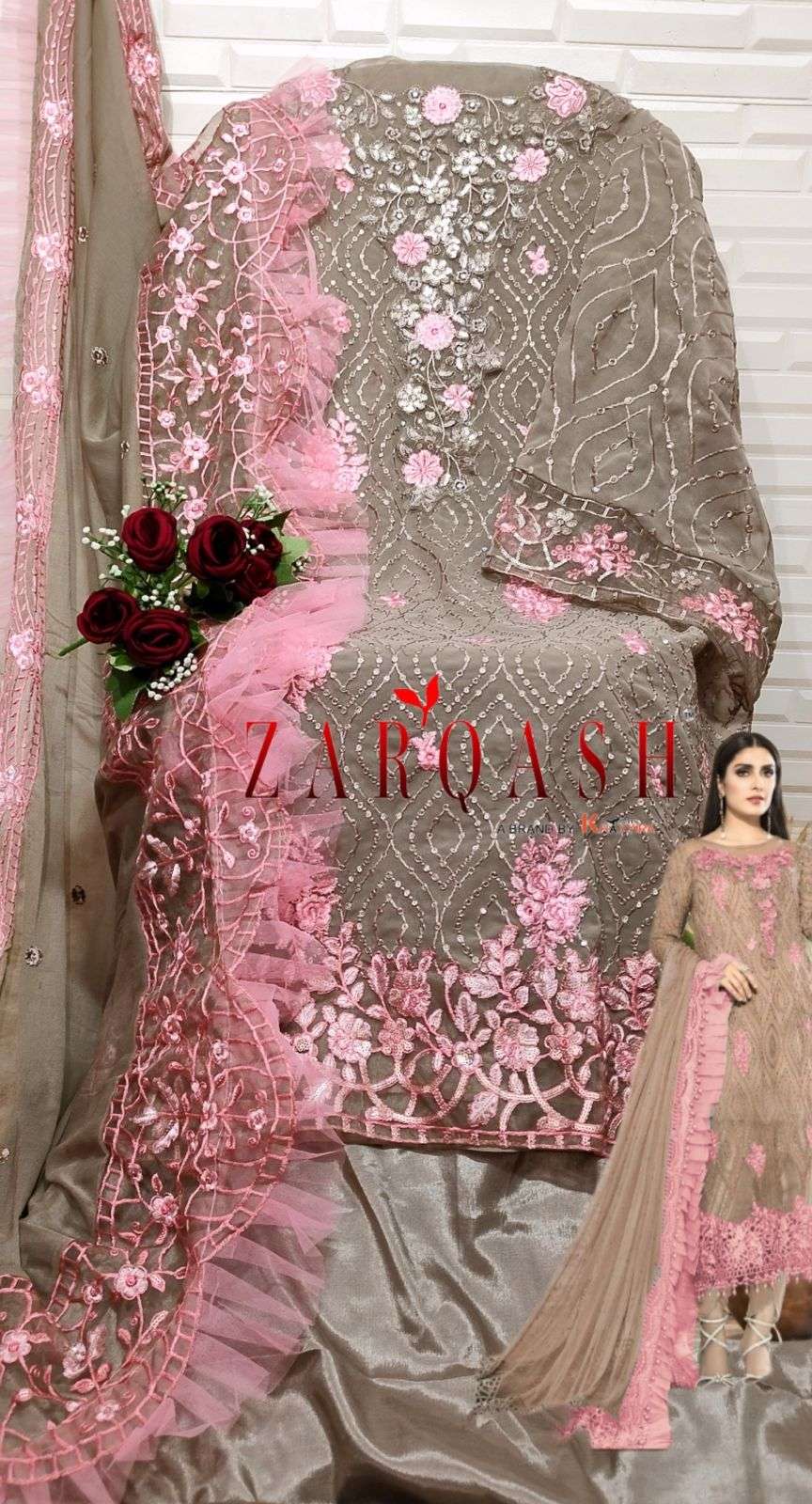 Zarqash Hit Design 3012 Colours By Zarqash 3012-A To 3012-D Series Designer Pakistani Suits Beautiful Fancy Colorful Stylish Party Wear & Occasional Wear Faux Georgette Dresses At Wholesale Price