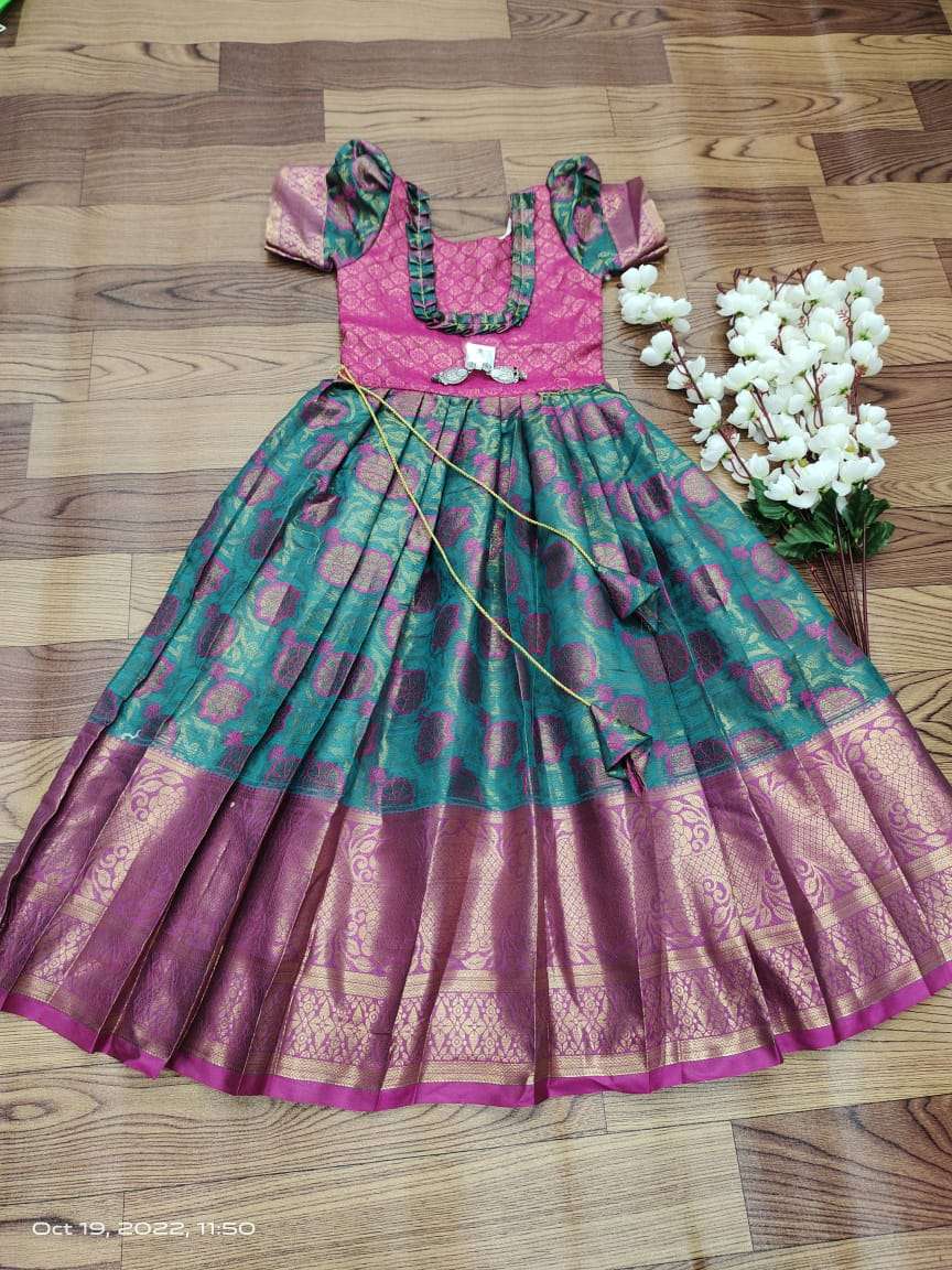 PVR-KIDS GOWN VOL-2 BY FASHID WHOLESALE 01 TO 05 SERIES DESIGNER BEAUTIFUL NAVRATRI COLLECTION OCCASIONAL WEAR & PARTY WEAR PURE LICHI SILK LEHENGAS AT WHOLESALE PRICE