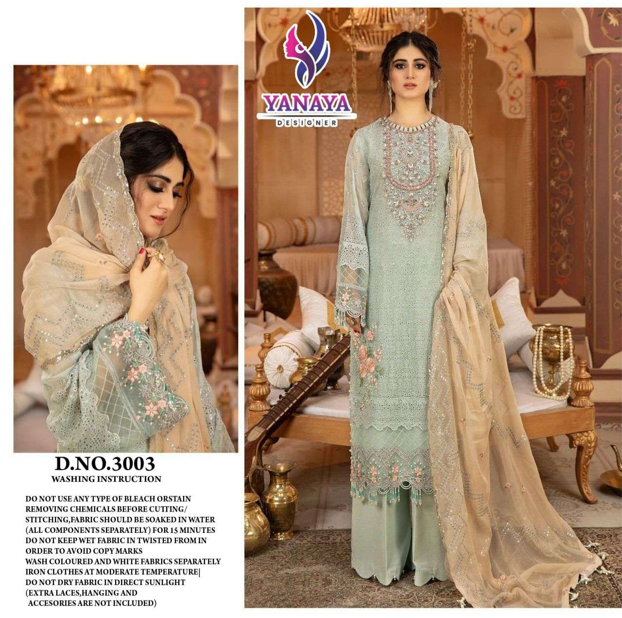 YANAYA-3003 BY YANAYA DESIGNER PAKISTANI SUITS BEAUTIFUL STYLISH FANCY COLORFUL PARTY WEAR & OCCASIONAL WEAR GEORGETTE EMBROIDERED DRESSES AT WHOLESALE PRICE
