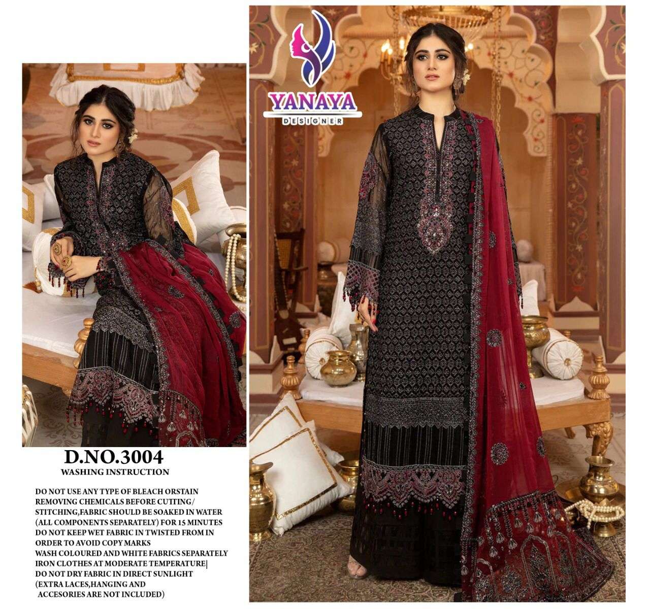 YANAYA-3004 BY YANAYA DESIGNER PAKISTANI SUITS BEAUTIFUL STYLISH FANCY COLORFUL PARTY WEAR & OCCASIONAL WEAR GEORGETTE EMBROIDERED DRESSES AT WHOLESALE PRICE