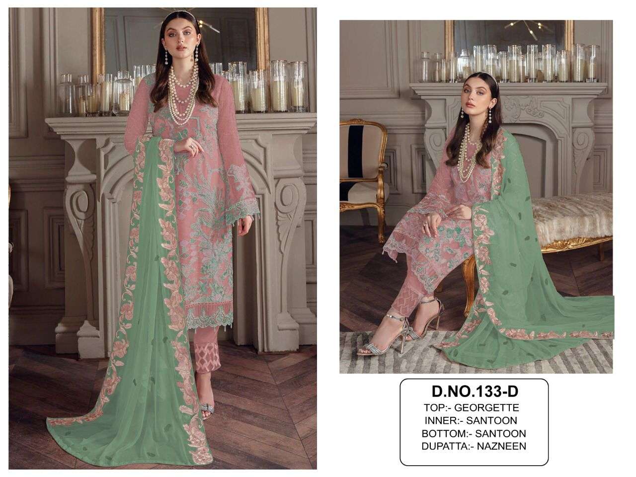 Kf-133 Colours By Fashid Wholesale 133 To 133-D Series Beautiful Pakistani Suits Stylish Colorful Fancy Casual Wear & Ethnic Wear Georgette Embroidered Dresses At Wholesale Price