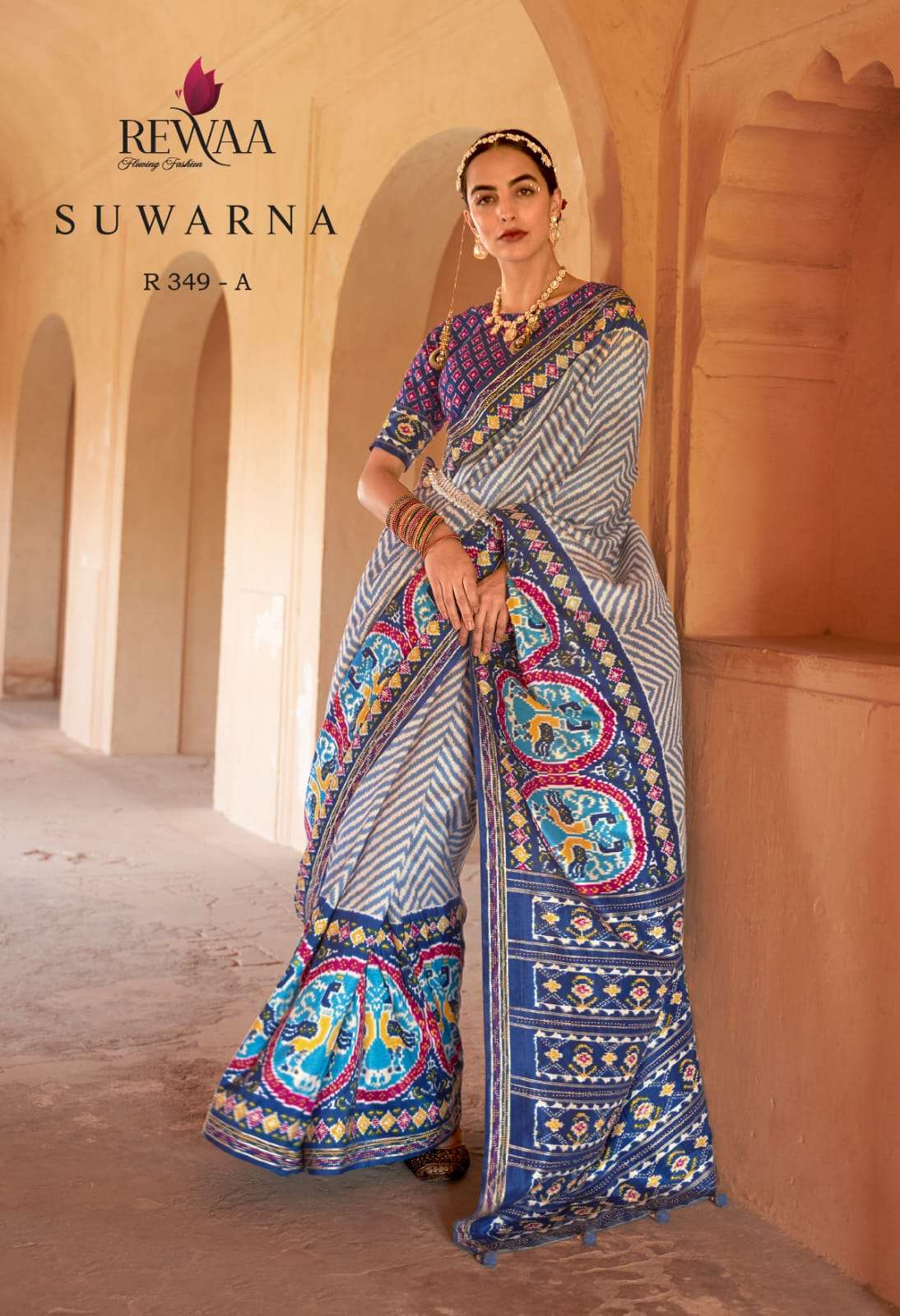 Suwarna By Rewaa 349 To 349-F Series Indian Traditional Wear Collection Beautiful Stylish Fancy Colorful Party Wear & Occasional Wear Silk Sarees At Wholesale Price