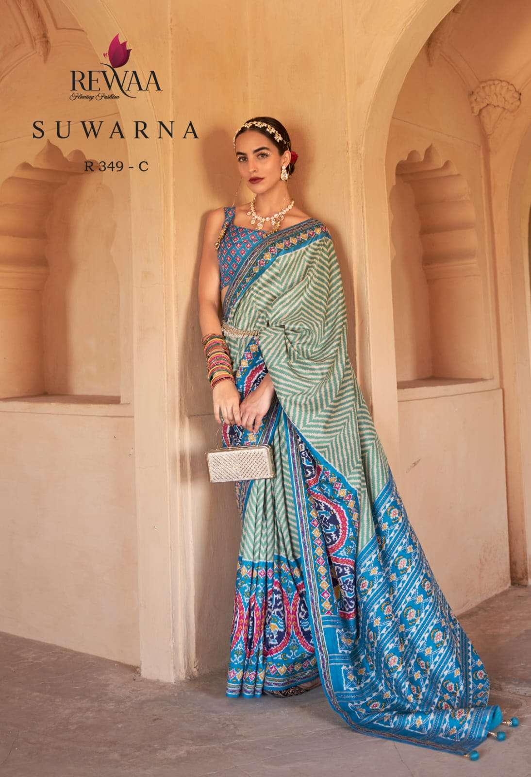 Suwarna By Rewaa 349 To 349-F Series Indian Traditional Wear Collection Beautiful Stylish Fancy Colorful Party Wear & Occasional Wear Silk Sarees At Wholesale Price